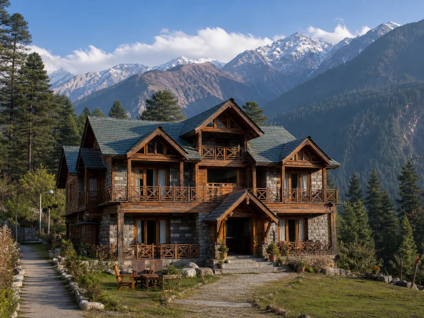 Mountain stay surrounded by the Himalayan landscape